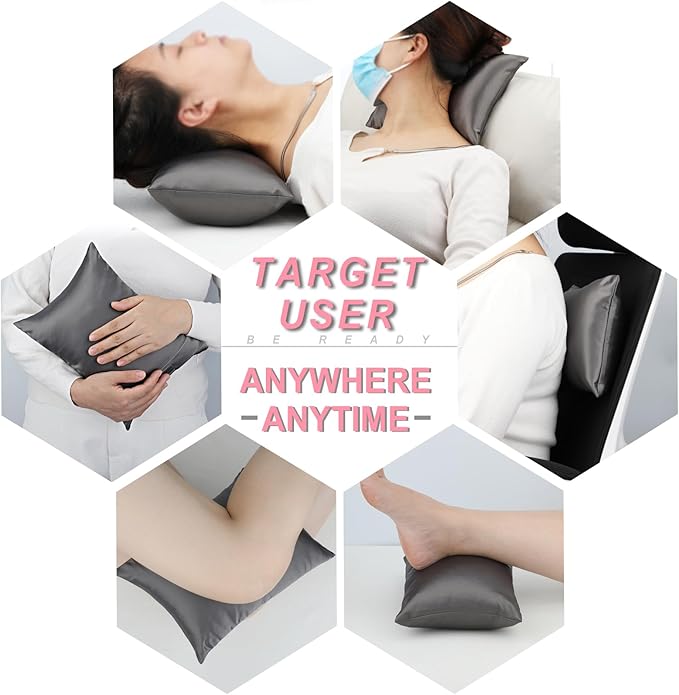 Silky Satin Soft Knee Pillow for Side Sleepers, Pressure Pillows Between Legs 11"x7" Small Knee Pillow Joints Cushion for Sleeping Hip and Back Pain, Dark Gray 2 Pcs