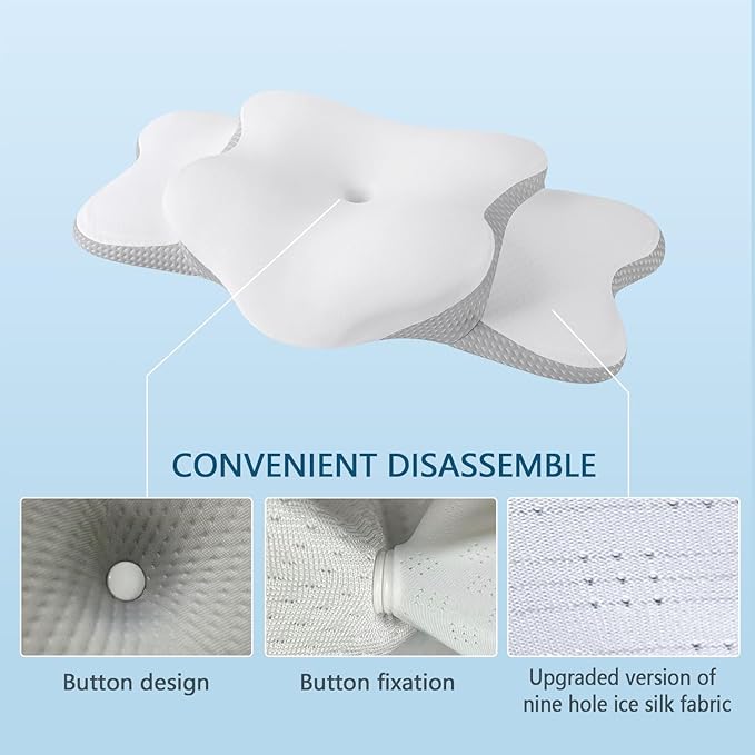 Ergonomic Pillow for Sleep Apnea, Neck Pain, and Snoring Relief | Cervical Neck Pillow for Side Sleepers | Orthopedic Memory Foam with Ergonomic Support, White, Large