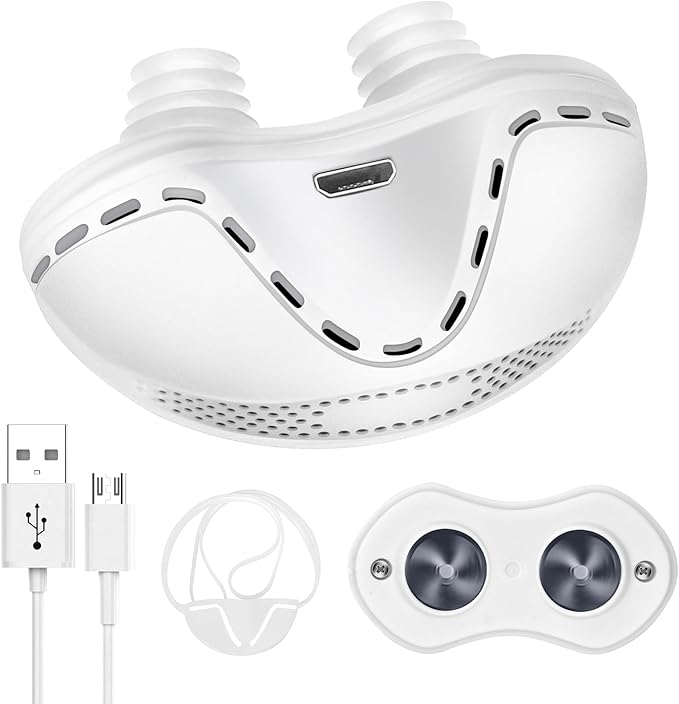 Anti Snoring Device, Adjustable Wind Speed Snoring Solution, Electric Anti Snoring Devices Nasal Dilator Nose Vents Plugs,Stop Snoring Suitable for Men & Women,White