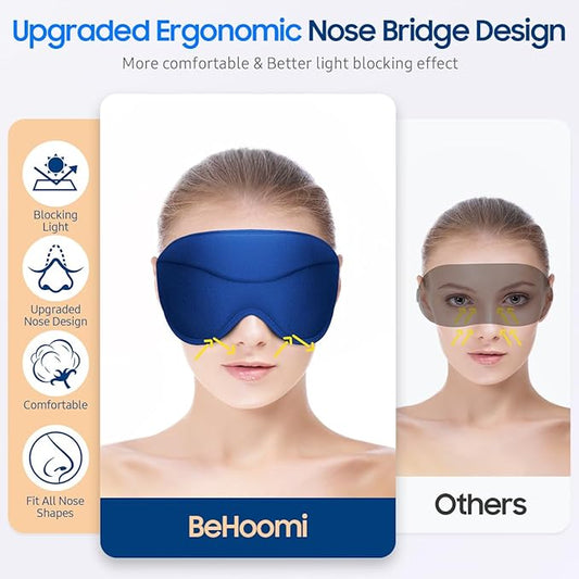 Sleep Mask, Premium Eye Mask for Sleeping, Total Blackout, Superior Soft Comfort, Upgraded 3D Ergonomic Designed Sleeping Mask for Home, Office, Travel, Meditation, Royal Blue