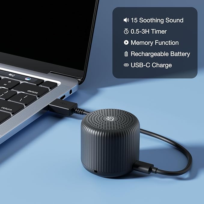 White Noise Machine Baby Portable Sound Machine,LEICEX Travel Sound Machine,15 Non-Looping Sound Timer and Memory Play, Mini White Noise Machine for Sleeping Office Travel (Black)