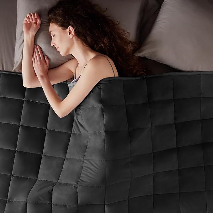 Weighted Blanket Twin Size (48"x72" 20lbs),Ultra Soft and Cozy Cooling Weighted Blanket Twin Size for Adult,Heavy Blanket with Machine Washable Soft Blanket, Black