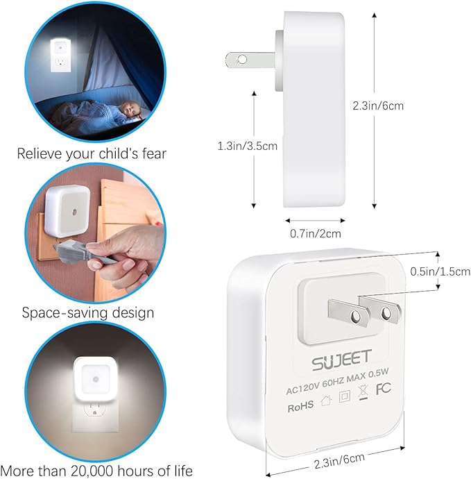Sujeet Night Light, Night Lights Plug into Wall 8-Pack, Nightlight Plug in Night Light, Dusk to Dawn Night Lamp Led (Soft White)