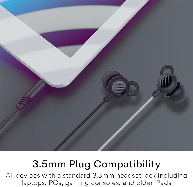 MEE audio SleepTones Wired Sleep Earbuds 3.5mm Plug for Side Sleepers with Lightweight Low-Profile Silicone Earpieces, Noise Reduction Sleeping Headphones with Built-in Mic, & Volume Controls