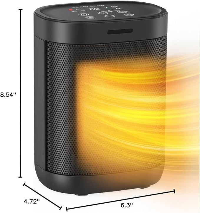 1500W Space Heater for Indoor Use, 2S Fast Heating, Electric Ceramic Heater with Thermostat, 24H Timer, Overheat & Tip-over Protection, for Office Bedroom Use