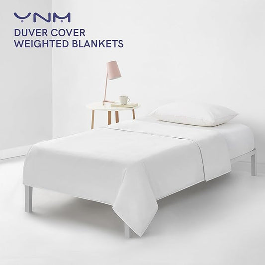 YnM Cotton Duvet Cover for Weighted Blankets (White, 36''x48'')