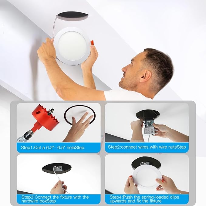 DAYBETTER WiFi 6 Inch Recessed Lights Can -RGBCW Color Changing Tunable White (2700KK-6500K), Ultra Thin Dimmable LED Alexa Voice Control Wafer Light Easy Install 2Pack