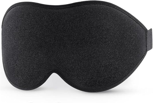 3D Contoured Sleep Mask, Memory Foam, Adjustable Strap, Ergonomic Design for Total Darkness (Black)