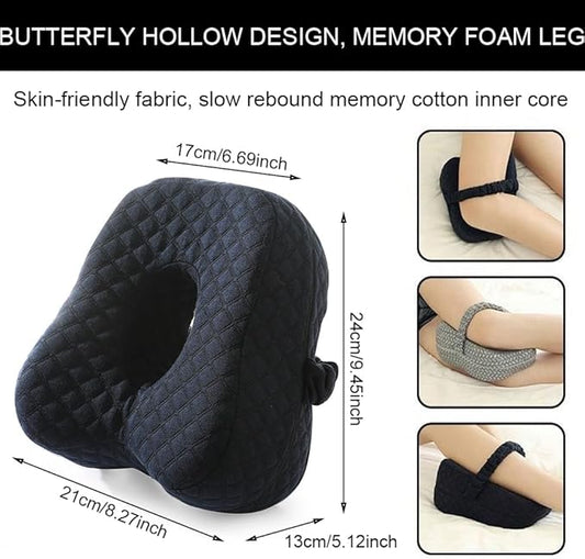 ASANMEYO Knee Pillow for Side Sleepers - Butterfly Hollow Design Aligns Spine and Relieves Pressure - Memory Foam Leg Pillow Elastic Strap for Back, Hip, Sciatica Pain Relief - Navy