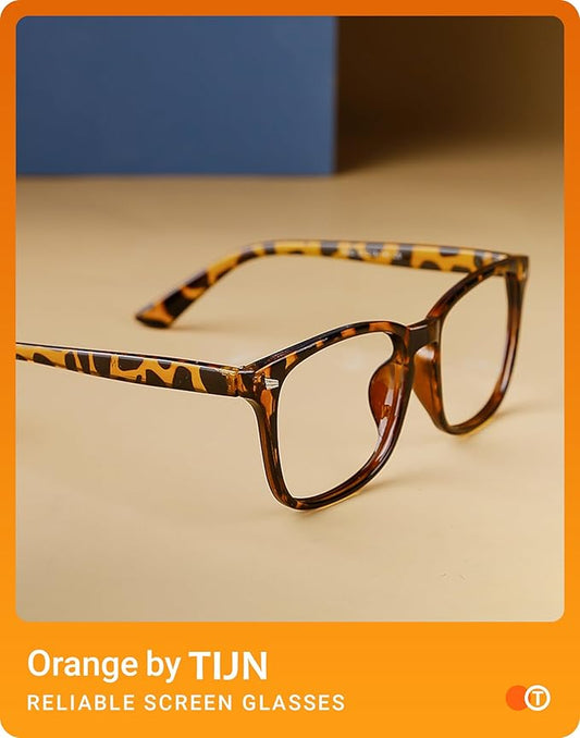 TIJN Blue Light Blocking Glasses for Women Men Clear Frame Square Nerd Eyeglasses Anti Blue Ray Computer Screen Glasses