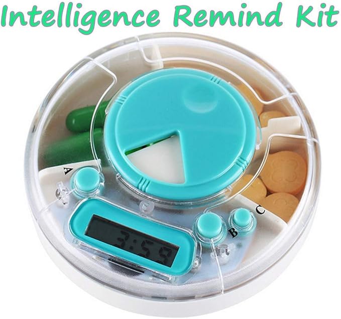 Intelligent Pill Dispenser, Electronic Medication Organizer with Alarm Reminders Weekly Pill Box Case with Moisture-Proof Design to Hold Vitamins, Fish Oil, Supplements and Medication (White)