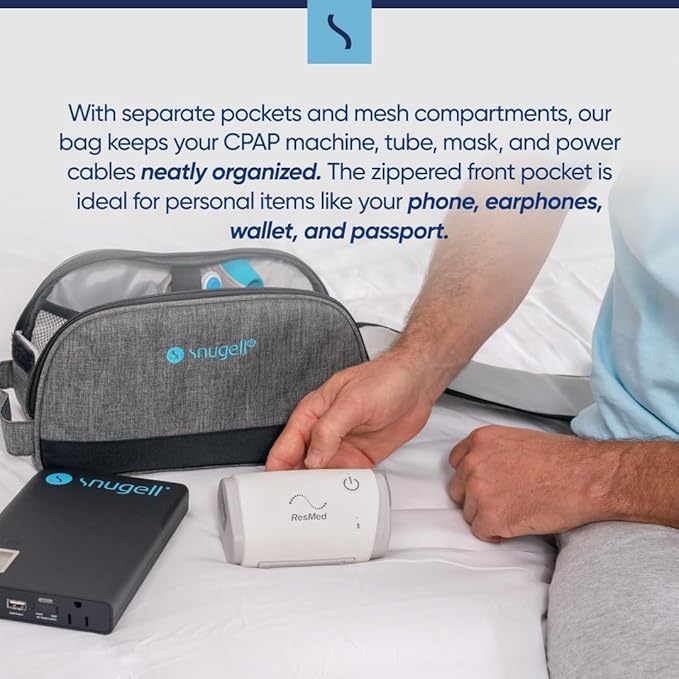 AirMini Travel Bag for CPAP Machine – Compact, Lightweight Carring Case for ResMed AirMini – Organized Storage with Versatile Pockets for Accessories – Durable, Travel-Friendly – Bag Only Included