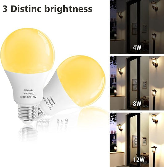 3 Way LED Light Bulbs 4 Pack, 3 Way Light Bulbs 30 70 100 Soft White 3000K,E26 Medium Base A19 Three Way Light Bulb, Indoor 3way Bulb for Reading