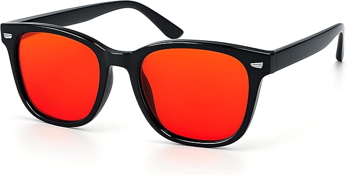 Blue Light Blocking Glasses with Red Lenses – Strong Protection for Sleep, Gaming, Computer & Screen Use – Black Frame Night Glasses for Men Women, Anti Eye Strain & Improve Sleep Quality