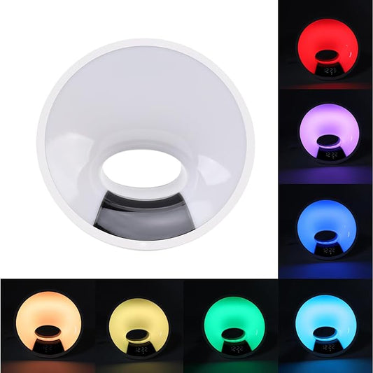 FTVOGUE Sunrise Alarm Clock Smart Wake Up Clock for Bedroom with 7 Colors Ambient Light Nature Sounds 4 Alarms and Snooze Mode (US Plug 100 to 240V)