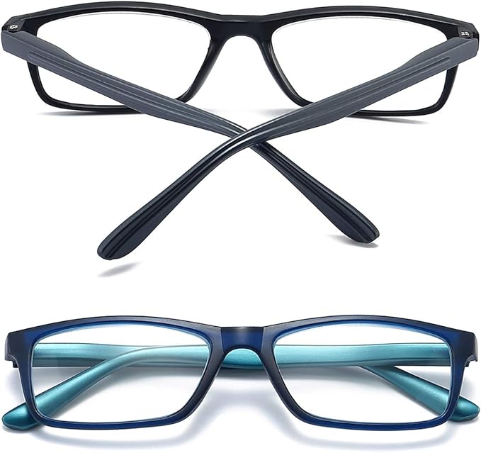 Reading Glasses Blue Light Blocking for Men Women,Rectangular Frame Computer Readers with Spring Hinge
