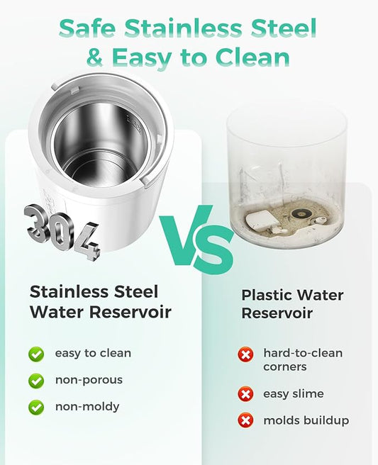 3L Stainless Steel Humidifier for Bedroom, Warm Mist Humidifiers Easy Clean, Steam Humidifier for Living Room, Whisper-Quiet and Filterless, with Sleep Mode and Timer, Auto-off Setting