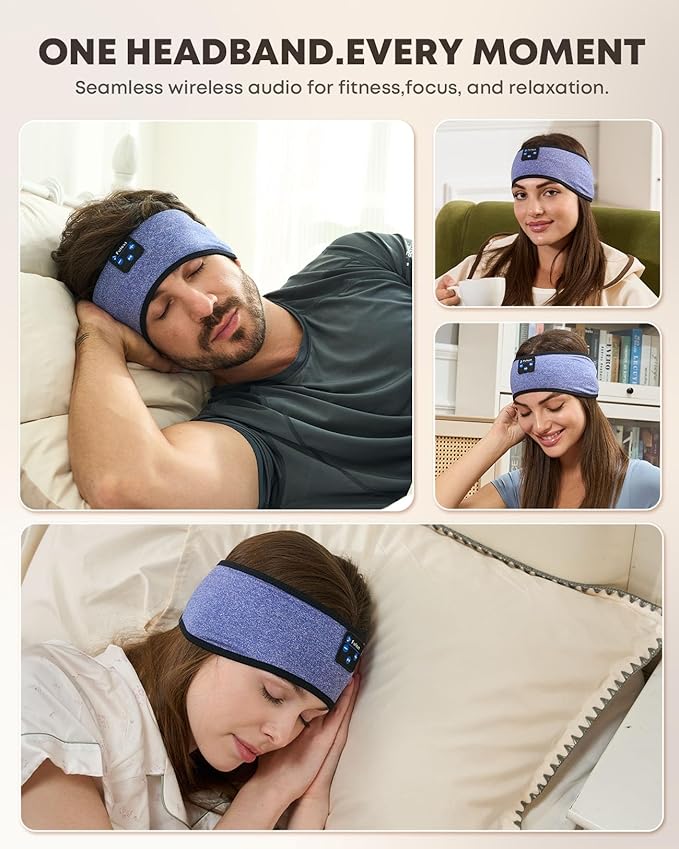 Sleep Headphones Headband Bluetooth 5.4 - Comfortable Wireless Headphones with Ultra-Thin HD Speakers for Travel, Yoga, Running, Insomnia Relief