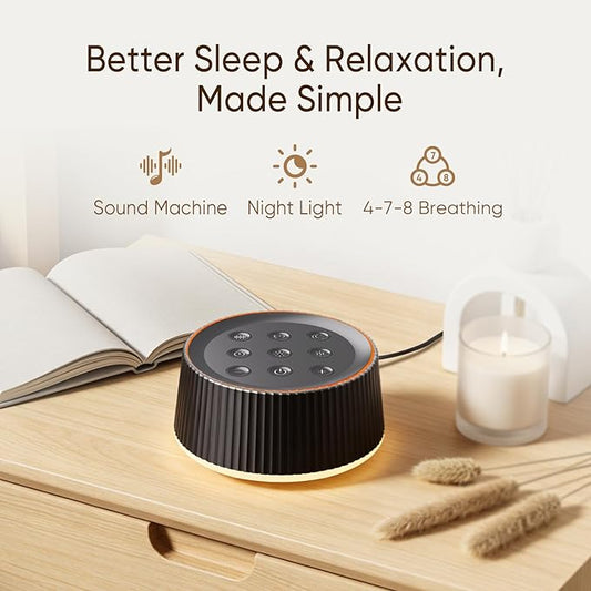Kipcush White Noise Machine for Sleeping Baby & Adults – 26 Soothing Sounds, 8 Night Light Colors, Tap Control, Memory & Timer, Portable Sound Machine for Nursery, Bedroom & Travel