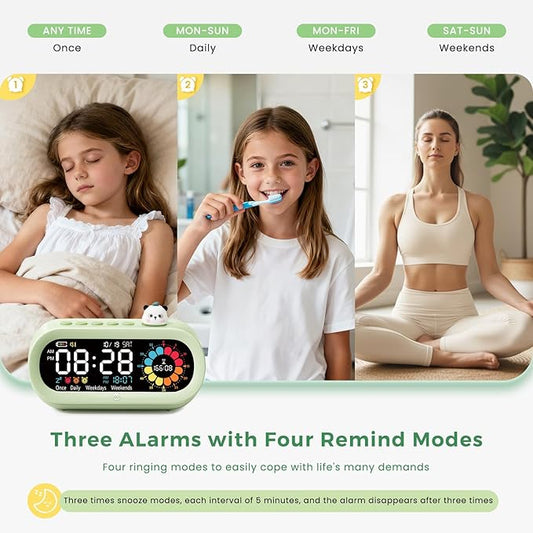 Mooking Digital Alarm Clock for Bedroom, Visual Timer for Kids, 199 Minute Rechargeable Digital Clock with Timers for Home School Supplies Study Teaching Time Timer Management Tool Countdown Timers