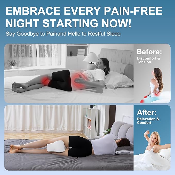 Knee Pillow for Side Sleepers,Leg Pillows for Sciatica,Knees,HIPS,Joints Between Legs,Back Pain Relief When Side Sleeping Spine Alignment Support for Knee Surgery Recovery,White