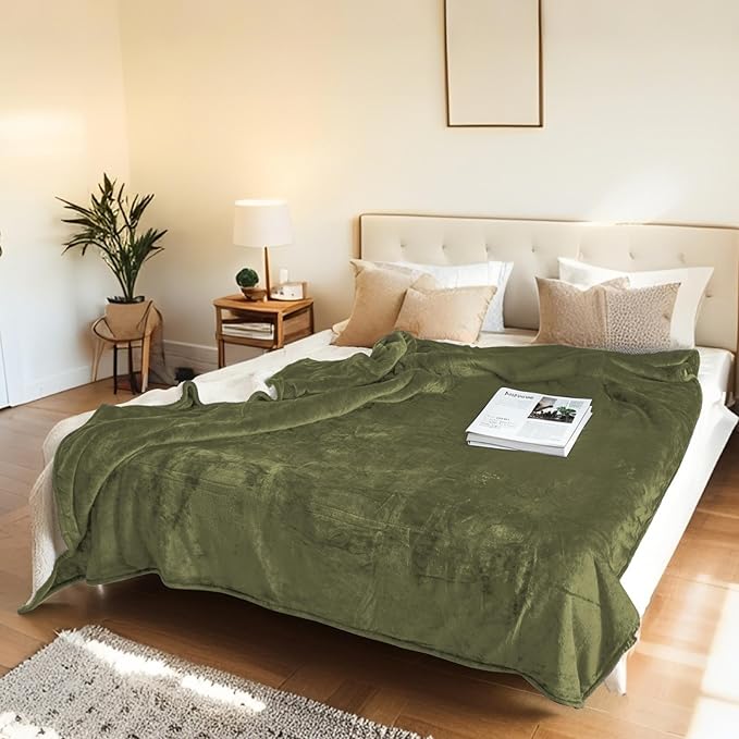 Electric Heated Blanket Full Size 72"x84" - Microplush & Sherpa Fabric Dual-Sided, 6 Heat Settings & 1-10 Hours Auto Off , Cozy Warming Throw for Home, Office, or Bed, Machine Washable, Olive Green