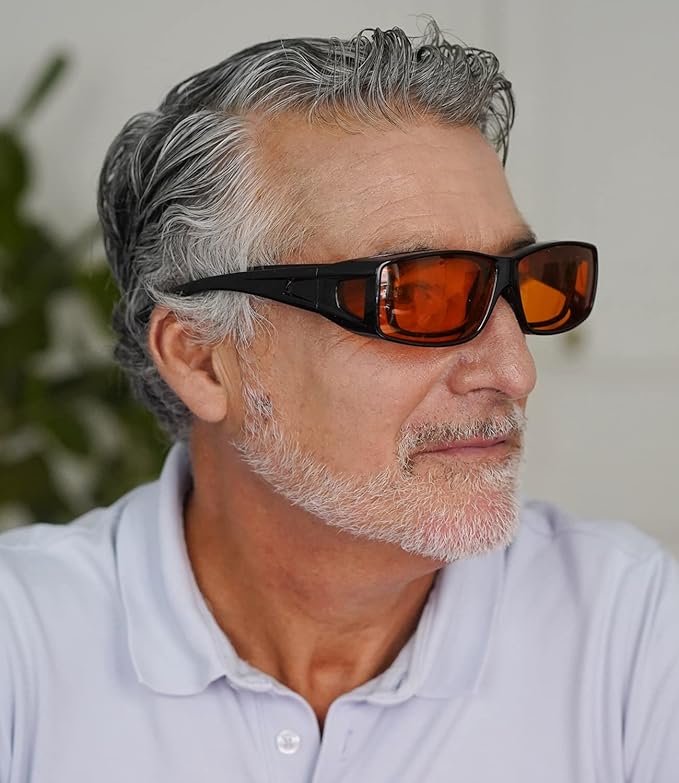 BLUELESS Fitover Glasses for Computer Blue Blocking with Orange Tinted Sleep Glasses, Tortoise