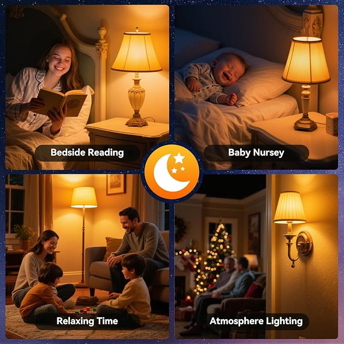 Neporal Amber Sleep Light Bulbs 1800K 8PK, 9W 60 Watt Equivalent, 99.96% Blue Blocking Soft Warm Light Bulbs A19, Amber Night Light E26 for Bedroom and Baby Nursery Light