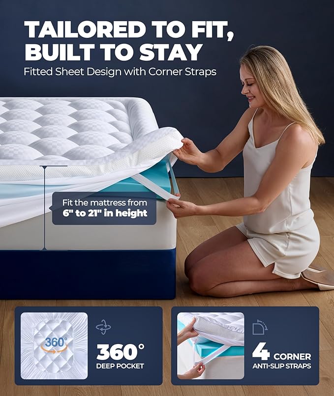 5 Inch Mega Support Memory Foam Twin Mattress Topper for Pressure Relief, Dual Layer 2.5" Pillow Top Mattress Topper Twin Plus 2.5" Cooling Gel Infused Memory Foam Mattress Pad