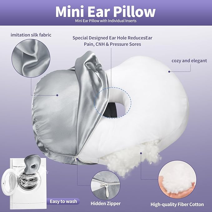 Blue Ear Piercing Pillow - Side Sleeper Support with 3.5" Ear Hole Relief, Hypoallergenic Orthopedic Pillow for Healing Piercings