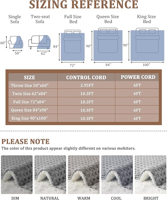 CAROMIO Heated Blanket King Size with LCD Dual Controller, Waffle Weave Fast Heating Electric Blankets, 10 Heat Levels & 1-12H Time Settings, ETL Certified, Machine Washable, Grey, 100" x 90"