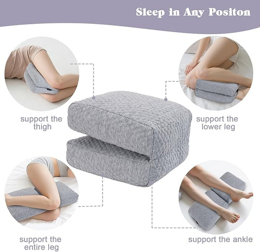 Knee Pillow for Side Sleepers, Leg and Ankle Support Pillow for Hip Pain Smooth Spine Alignment for Better Sleep, Ideal Pillows for Side Sleeping Knee and Back Pain Relief, Light Gray