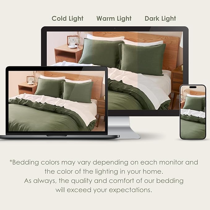DAPU 100% Linen Duvet Cover Twin 2PCs, Pure Natural French Flax Linen Duvet Cover King 68"x90" with Corner Ties and Zipper Closure, Soft Breathable Durable for Hot Sleepers (Olive Green, Twin)