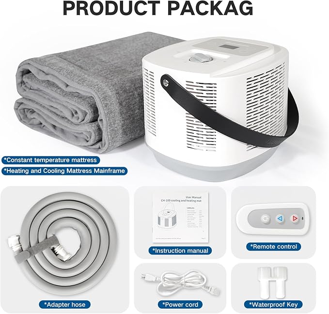 Comfort for Beds,Bed Water Cooling System with Portable Cooling Mattress & Heater(54°F-115°F), Quiet Operation,with Blankets Zone Any Size Bed,for Indoor