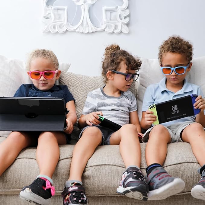 DefenderShield Blue Light Blocking Glasses Kid Series for Computer, Mobile, Gaming, Sleep-Purple - Anti Eye Strain, Headache