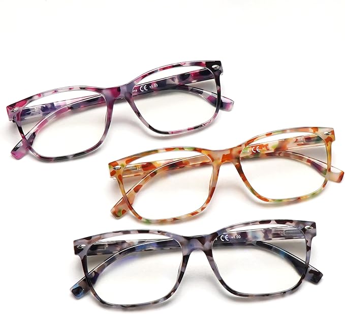 CLASAGA Progressive Multifocus Reading Glasses for Women, Pattern Print Blue Light Block Stylish Ladies Computer Readers