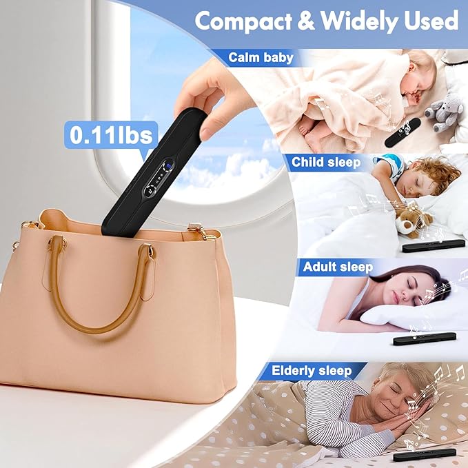 Pillow Speakers for Sleeping, Mini Portable Bluetooth Bone Conduction Under Pillow Sleep Speaker with Stereo Bass, Sleep Aid Speaker with 10 White Noise, Volume Control, TF Card Support, Timer