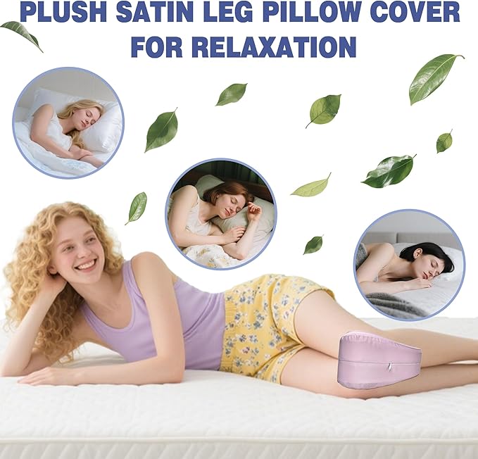 xcivi Satin Pillowcase for Contour Memory Foam Side Sleeper Support Pillow, Pillowcover for Knee Pillow, Smooth & Soft Pillow Cover (Purple)