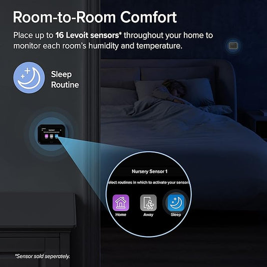 LEVOIT Smart Thermostat for Home, WiFi Programmable Digital Thermostat, Works with Alexa and Smart Sensor, Energy Saving, Large Touch Screen, C-Wire Adapter Included, DIY Install, Aura 400S, White