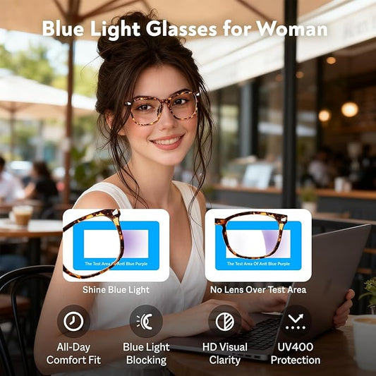 Blue Light Glasses for Woman Men | 99% Blue Light Blocking Glasses for Computer Gaming TV Phone Screen Square Frame | Anti Eyestrain & UV Glare Protection - 3 Pair