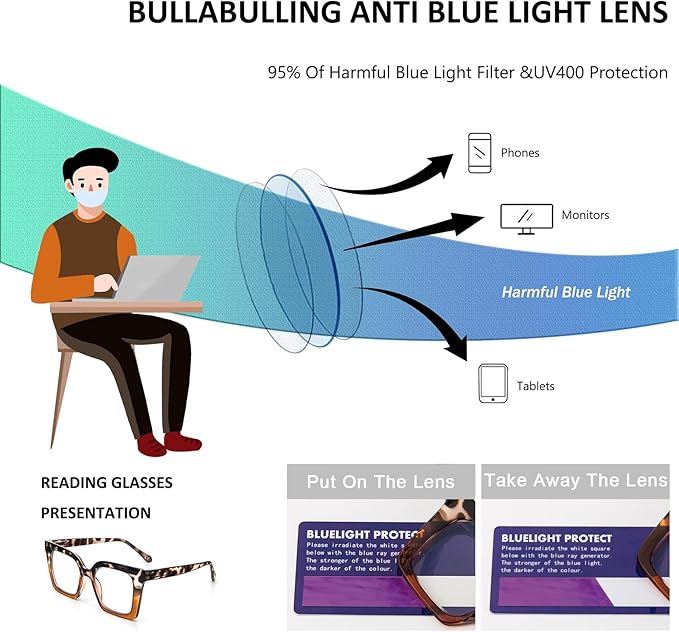 KoKoBin 3 Pack Stylish Square Frame Oprah Style Reading Glasses for Women, Blue Light Blocking Comfortable Readers