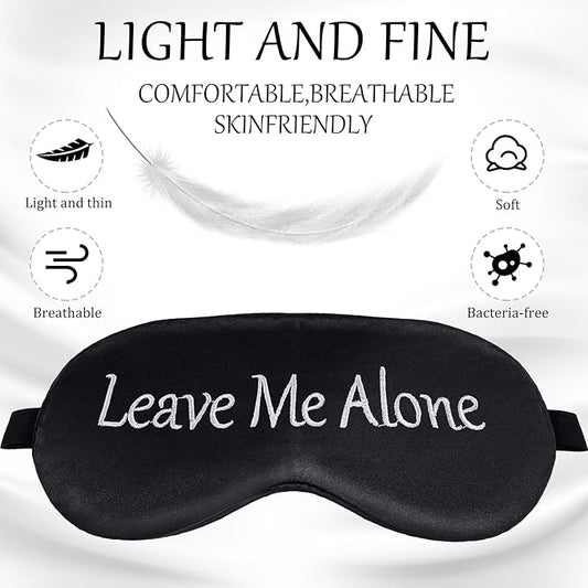 Geyoga 4 Pieces Funny Eye Mask for Sleep Soft Satin Eye Mask Blackout Blindfold with Adjustable Strap Silk Cover Out Lights for Women Men Travel, Nap, Meditation (Champagne, Grey, Purple, Black)