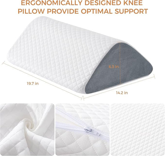 Knee Wedge Pillow 6.3'' for Post-Surgery Recovery-Leg Elevation Support for Sleep Position, Alleviating Lower Back & Hip Pain Enhancing Circulation in Ankles Legs Triangle Pillow with Removable Cover