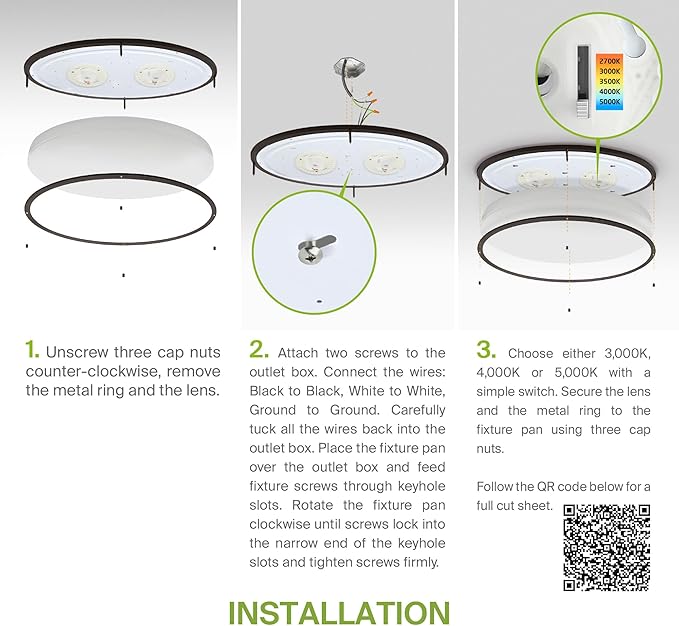 ASD LED 24" Oval Flush Mount Lighting, Close to Ceiling Light Fixture | 5CCT, Dimmable, ETL Listed | 38W 3289LM 2700-5000K 120V | Low Profile Double Ring Lamp | Dark Bronze