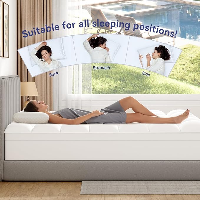ELEMUSE RV King Mattress Topper for Back Pain, Extra Thick Mattress Pad Cover, Plush Soft Pillowtop with Elastic Deep Pocket, Overfilled Down Alternative Filling