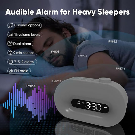 Sunrise Alarm Clock Wake Up Light, Gradual Sunlight Lamp Clock, Sound Machine with 10 Soothing Sounds, FM Radio, Nightlight, Bluetooth Speaker, Digital Clock for Bedroom, Kids, Heavy Sleepers Adults