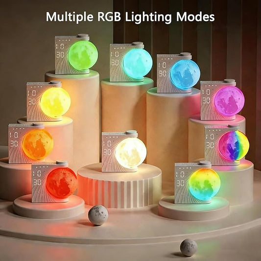 Moonrise Sunrise Alarm Clock with Wake Up Light & RGB Moon Lamp, Dual Alarms, Snooze Function, Night Light for Kids Adults, Bedroom Decor