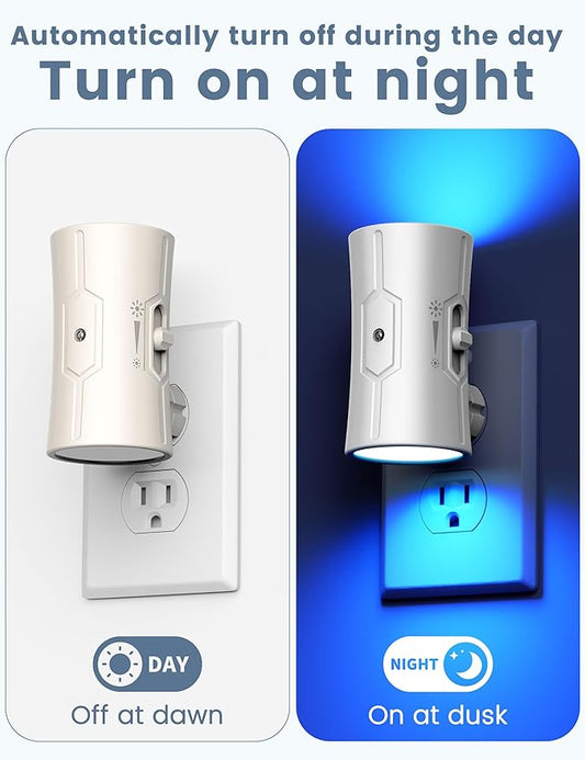 Night Light, LED Night Lights Plug into Wall 2 Pack Blue 0-100LM Adjustable Brightness Light Sensor Plug in Night Light for Hallway, Bathroom, Adult