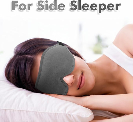 Sleep Eye Mask for Men Women, Lash Extensions 3D Sleeping Mask, Travel Blackout Night Blindfold Eye Shade Cover with Adjustable Strap (Grey-3D)