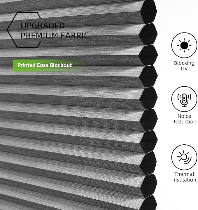 ZSTARR Motorized Skylight Shades Blackout Cellular Honeycomb Electric Blinds with Solar Panel Cordless Rechargeable with Remote for Roof and Slanted Windows Custom Size (BO Printed Greyscale)